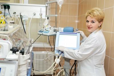 Hospital doctor with equipment