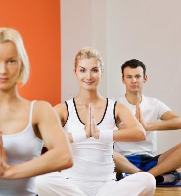 People practicing yoga