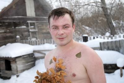 Man after swimming in winter