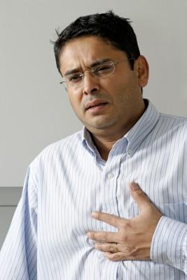 Man with dyspnea or chest pain due to weak inspiration muscles