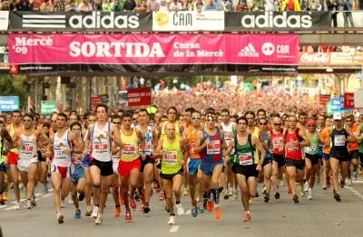 Athletes running during mass competition