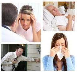 Sick people and doctor